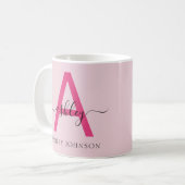 Monogram Stijlvol Modern Hot Pink Koffiemok (Voorkant links)