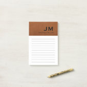 Monogram stijlvol modern Sable Leather Post-it® Notes (Op bureau)
