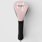 Monogram Stijlvol Modern Script Roze Golfheadcover (Voorkant)