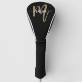 Monogram stijlvol modern zwart goud golfheadcover (Voorkant)