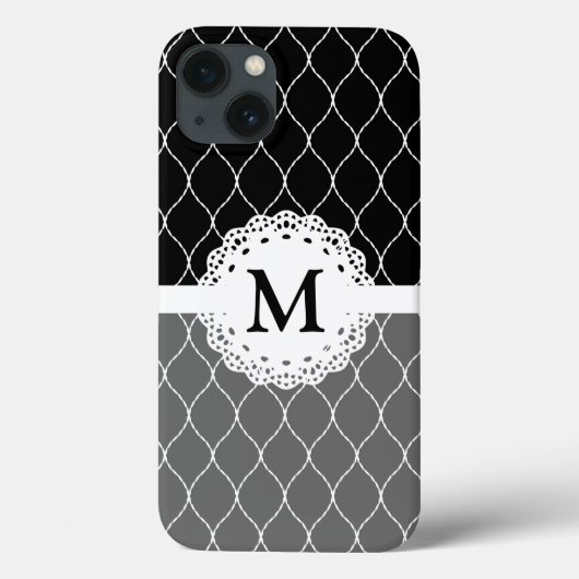 Monogram - Stijlvol zwart-wit laderpatroon Case-Mate iPhone Case (Achterkant)