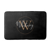 Monogram stijlvolle scriptnaam Gold Black  Badmat (Voorkant)
