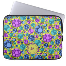 Monogram Stippenpatroon in Roze Blauw Turkoois -