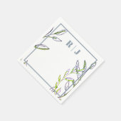 Monogram Stoffig Blauw Groen Bladeren Kunstzinnige Servet (Hoek)