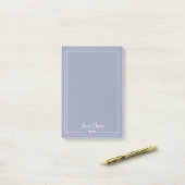 Monogram Stoffig blauw met witte randen Post-it® Notes (Op bureau)