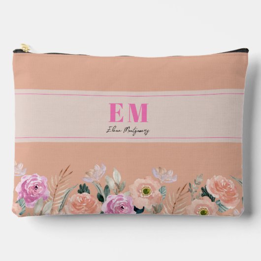 Monogram stoffig roze bloemig etui (Voorkant)