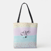 *~* Monogram Stombuisje Gold Glitter Pastel Draagtas (Achterkant)
