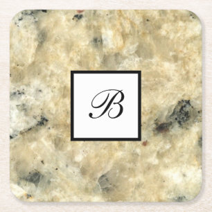 Monogram Stone look Drink Coasters Vierkante Kartonnen Onderzetter