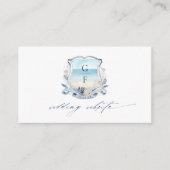 Monogram Strand Wedding Crest Website QR Code Informatiekaartje (Voorkant)