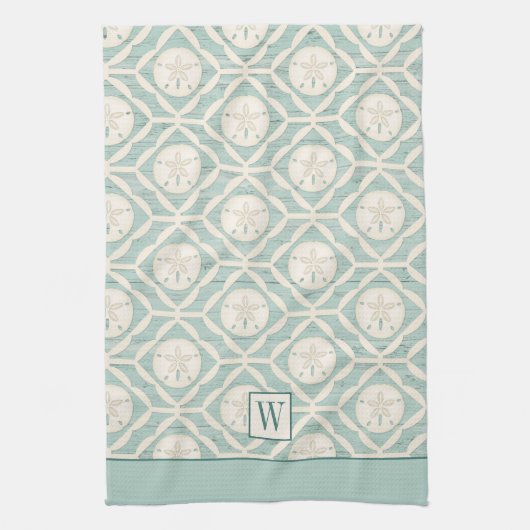 Monogram Strand Zand Dollar Patroon Bakken Theedoek (Verticaal)