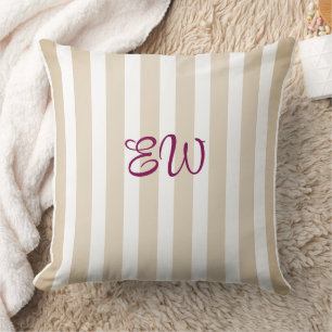 Monogram Streep Custom Worp Kussen Tan Sangria