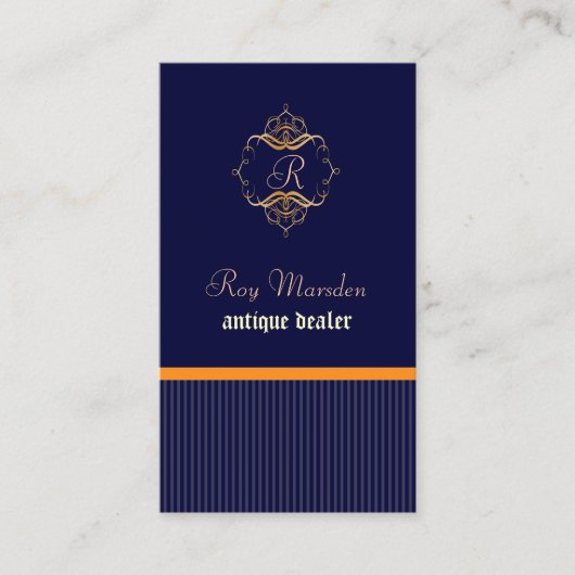 Monogram+strepen/doe-het-zelf-achtergrond Visitekaartje (Voorkant)