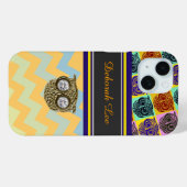 Monogram, strepen & uilen Case-Mate iPhone case (Achterkant (horizontaal))