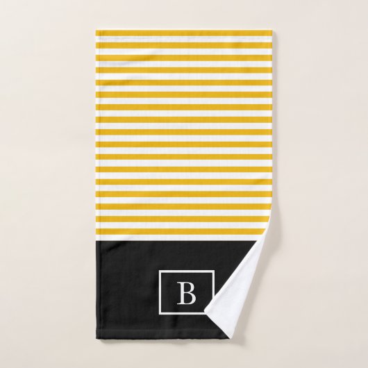 Monogram Stripe Handdoekset - Mosterd/wit Bad Handdoek (Handdoek)