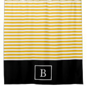 Monogram Stripe Shower Curtain - Mosterd/wit Douchegordijn (Voorkant)