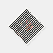 Monogram Stripes Black White Celebration Party Servet (Hoek)