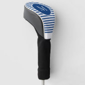 Monogram Stripes Blue White Modern Golfheadcover (Schuin)