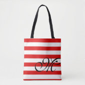 Monogram & Stripes Canvas tas - Rood (Voorkant)