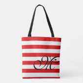 Monogram & Stripes Canvas tas - Rood (Achterkant)