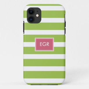 Monogram Stripes iPhone cases (groen/roze)