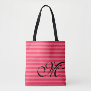 Monogram & Stripes Licht & Hot Pink Draagtas