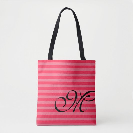 Monogram & Stripes Licht & Hot Pink Draagtas (Voorkant)