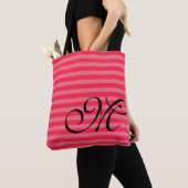 Monogram & Stripes Licht & Hot Pink Draagtas (Dichtbij)