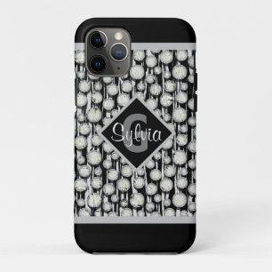 Monogram stripes voor zwarte en grijze pols iPhone 11 pro hoesje