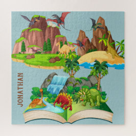 Monogram stripfiguur van dinosauriërs in de jungle legpuzzel