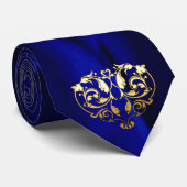Monogram Stropdas Royal Blue (Opgerold)