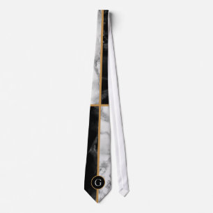 Monogram Stropdas zwart-wit Check Marble