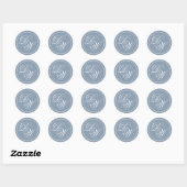 Monogram Stusty Blue Elegant White Script Initiale Ronde Sticker (Vel)