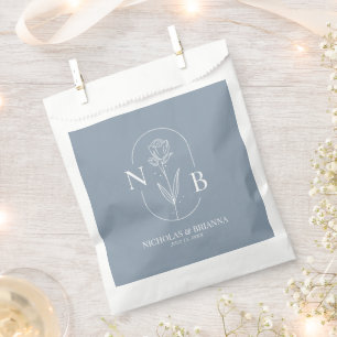 Monogram Stusty Blue Minimalist Modern Wedding Bedankzakje