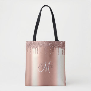 Monogram Stylist Roze Goud Gitter Drips Metaal Draagtas