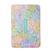 Monogram Succulente Waterverf Kleurrijke pasta Badmat (Voorkant Verticaal)
