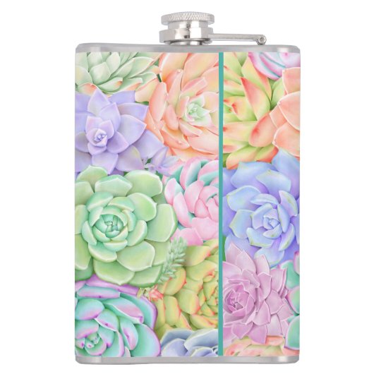 Monogram Succulente Waterverf Kleurrijke pasta Heupfles (Achterkant)