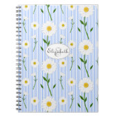 Monogram Summer Daisies Pattern Light Blue Stripe Notitieboek (Voorkant)