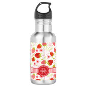 Monogram Summer Strawberry Fruit Pattern Waterfles (Voorkant)