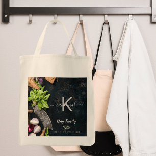 Monogram superieure voedselkookinstallaties tote bag