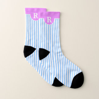 MONOGRAM sur le dessus bleu clair et blanc rayé ro