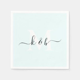 Monogram Swash Script Ice Blue Cocktail Servet