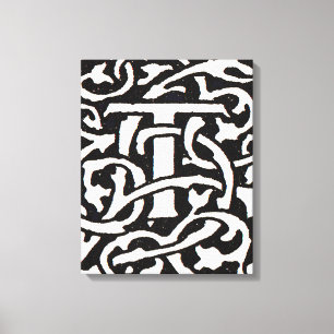 Monogram T Art Nouveau Letter Canvas Afdruk