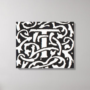Monogram T Art Nouveau Letter Canvas Afdruk