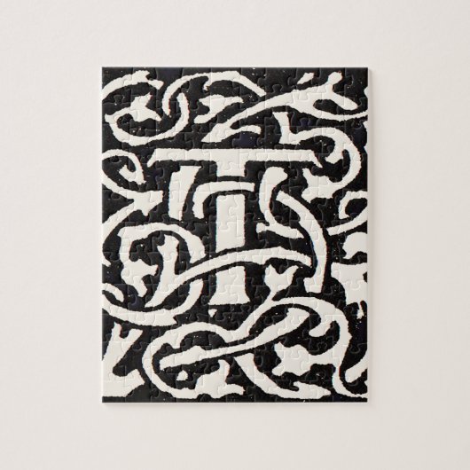 Monogram T Art Nouveau Letter Legpuzzel (Verticaal)