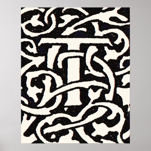  Monogram T Art Nouveau Letter Poster (Voorkant)