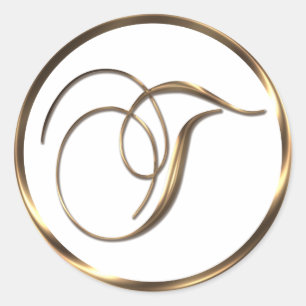 Monogram T Faux Bronze Ronde Sticker