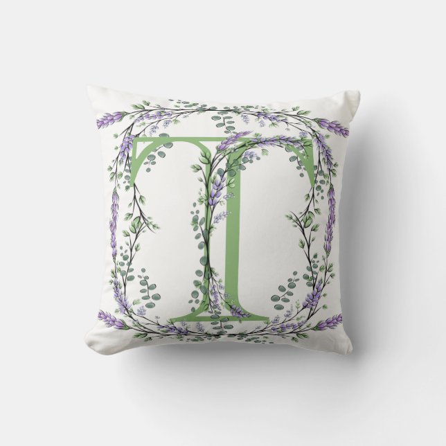 Monogram T Lavender Eucalyptus Kussen (Voorkant)