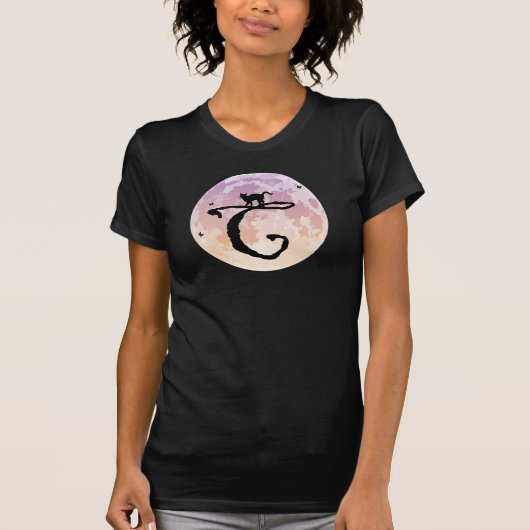 Monogram T-Shirt voor volle maan en Cat C-Initiaal (Voorkant)