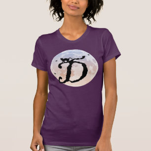 Monogram T-Shirt voor volle maan en Cat D-Initiaal