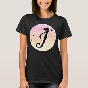 Monogram T-Shirt voor volle maan en Cat I-Initiaal